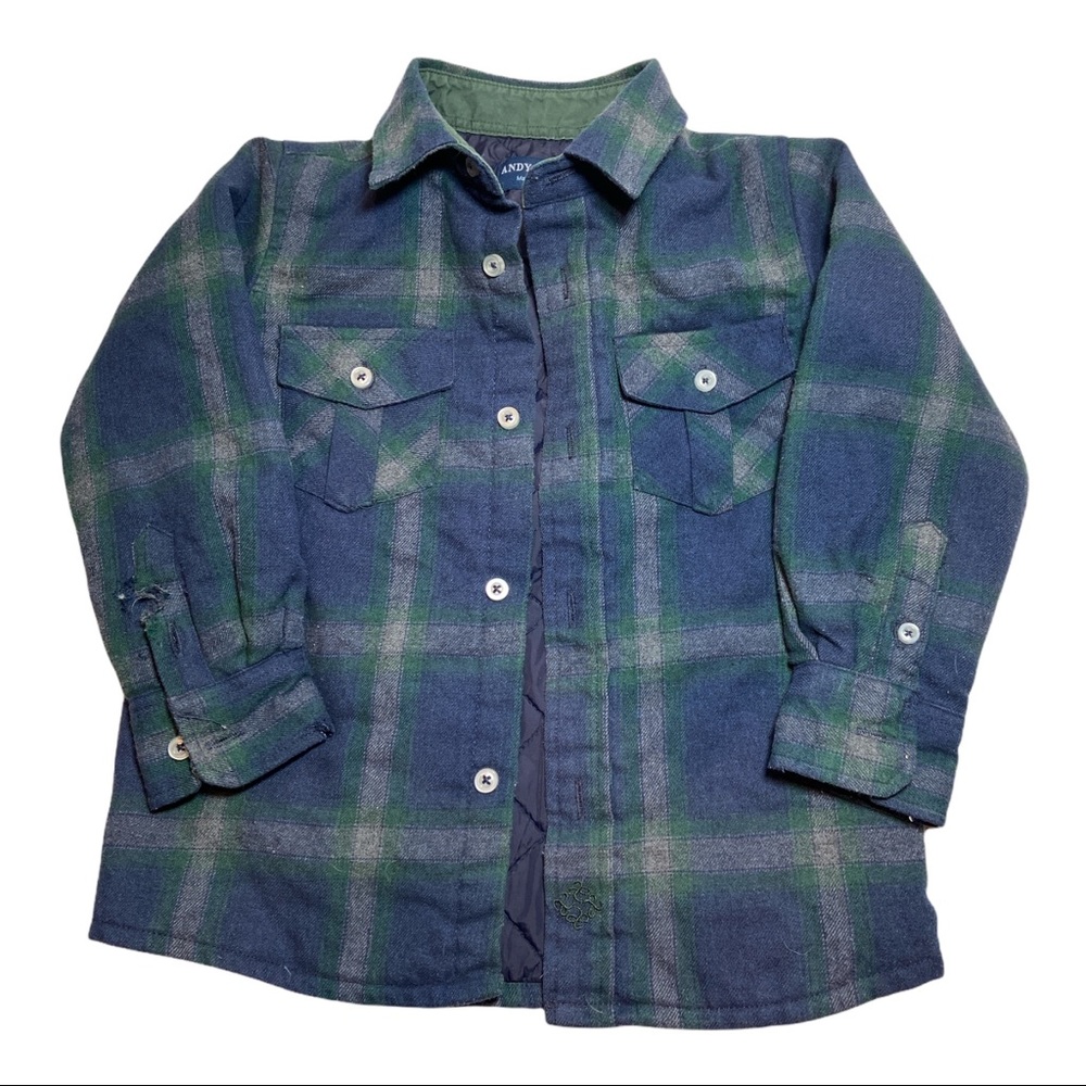 Andy & Evan Plaid Flannel Shacket Shirt Jacket Quilted Lining 4T Blue Gr…